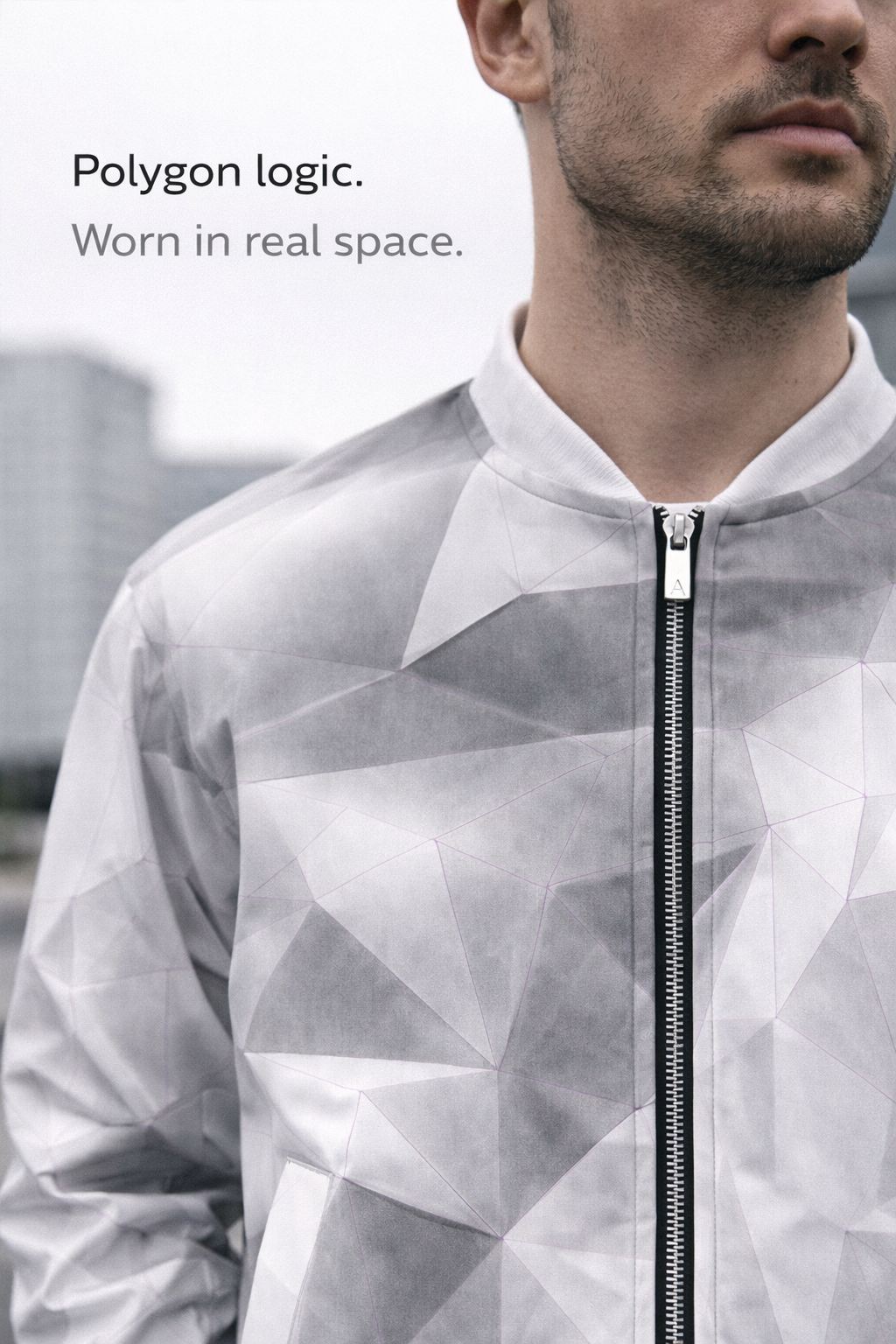 ANSO — Low-Poly Bomber Jacket (Pink Grid System)