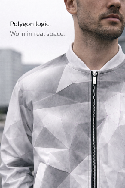 ANSO — Low-Poly Bomber Jacket (Pink Grid System)