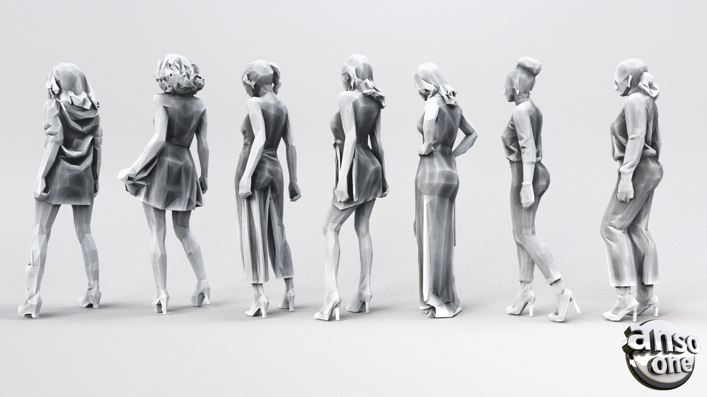 3d Model - Low Poly Female bundle 03