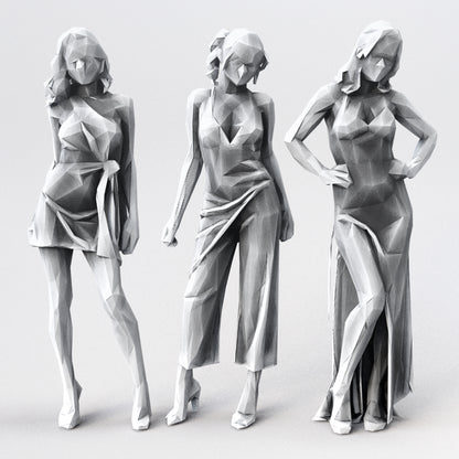 3d Model - Low Poly Female bundle 03