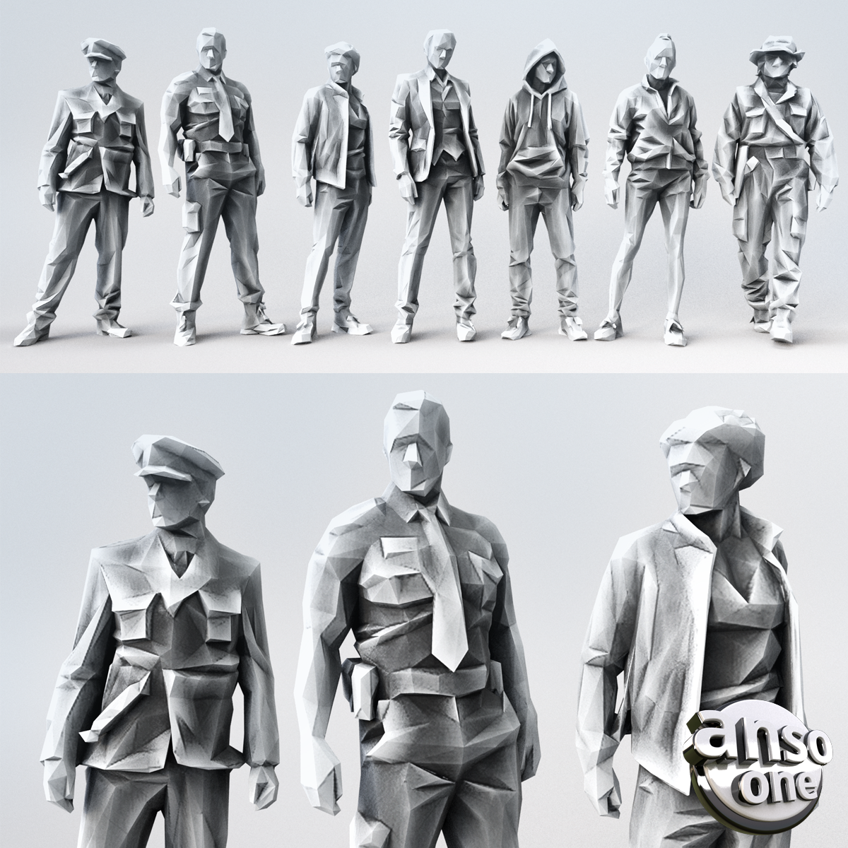 3d Model - Low Poly Male bundle 04