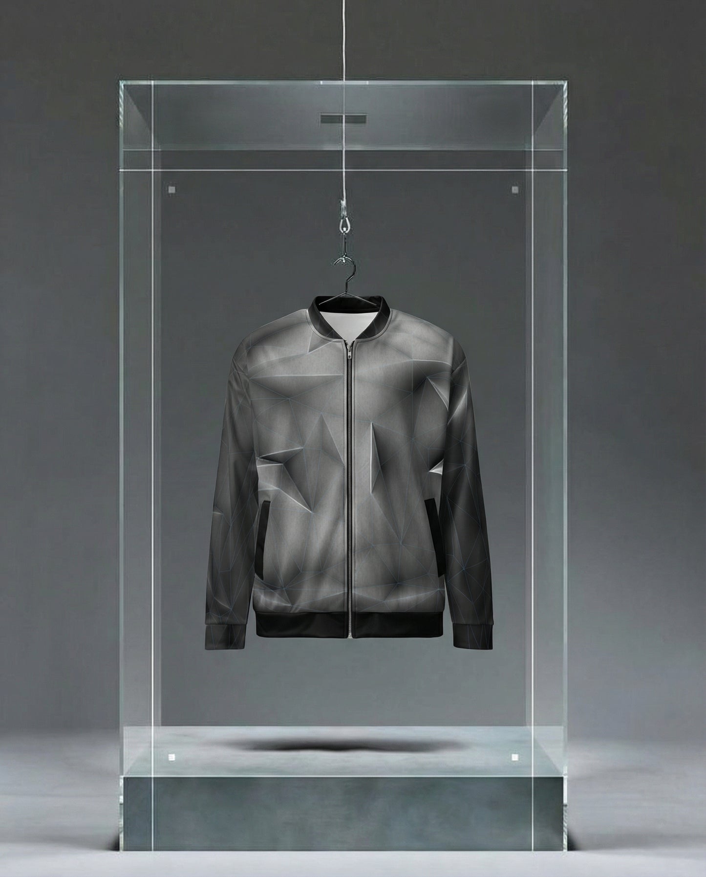ANSO — Low-Poly Bomber Jacket (Blue Grid System)